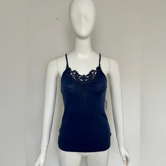 Old Navy Women Shirt XS Blue Boho Hippie Crochet Racerback Tank NWT - Picture 1 of 7